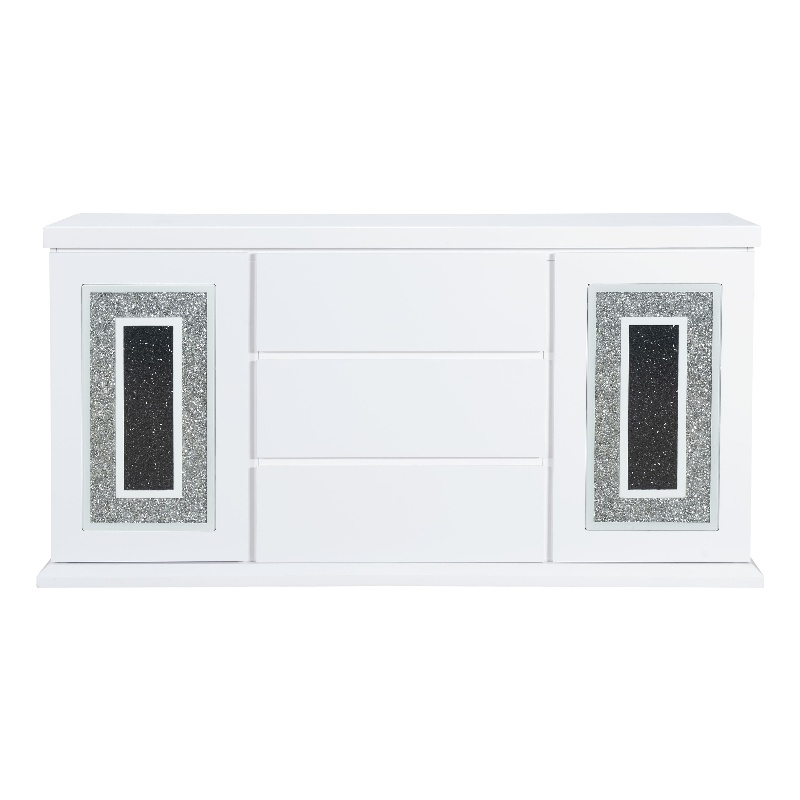 Pemberly Row Contemporary High Gloss White Finish Wood Buffet