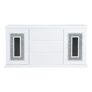 Pemberly Row Contemporary High Gloss White Finish Wood Buffet