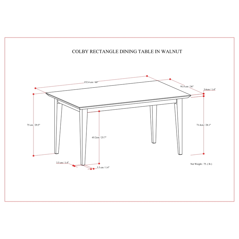 Pemberly Row Rectangle Modern Wood Dining Table in Walnut Brown