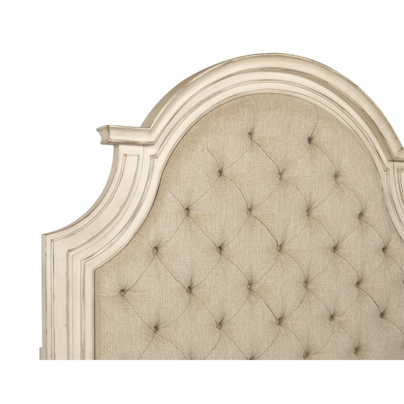 Pemberly Row Traditional Solid Wood King Bed in Ant White Finish
