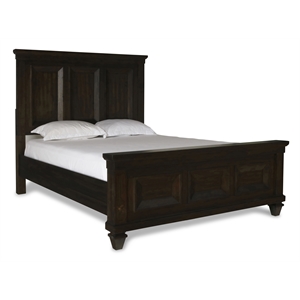Pemberly Row Contemporary Acacia Solid Wood King Bed in Walnut