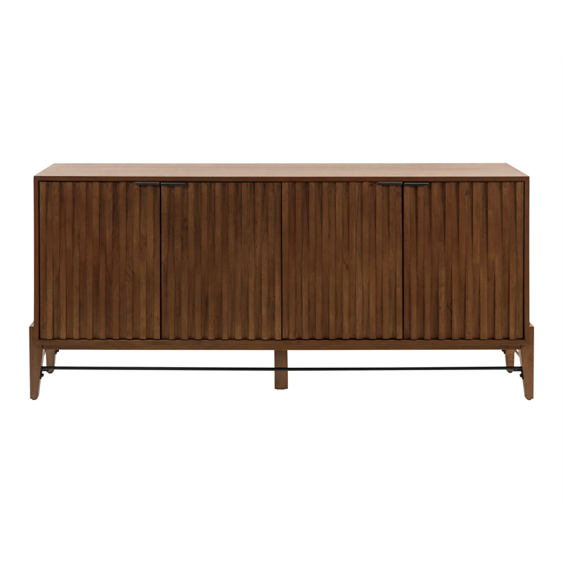 Pemberly Row Wood Office Console Accent Credenza in Brown Finish