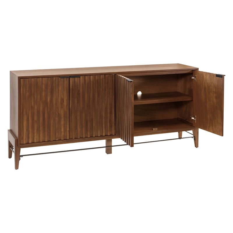 Pemberly Row Wood Office Console Accent Credenza in Brown Finish