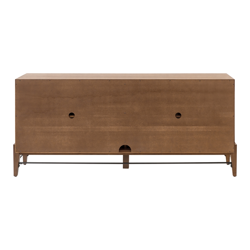 Pemberly Row Wood Office Console Accent Credenza in Brown Finish