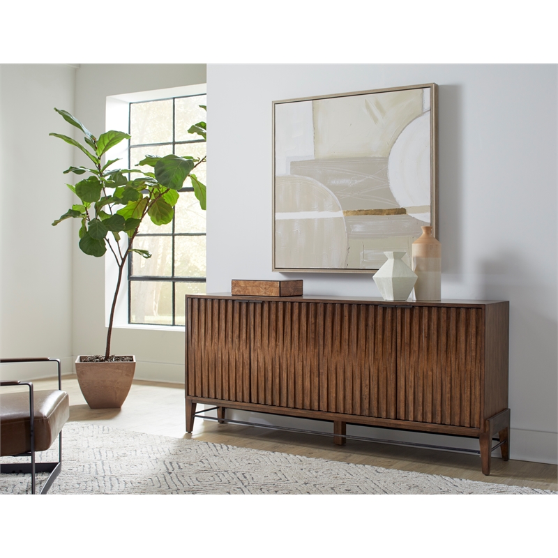 Pemberly Row Wood Office Console Accent Credenza in Brown Finish