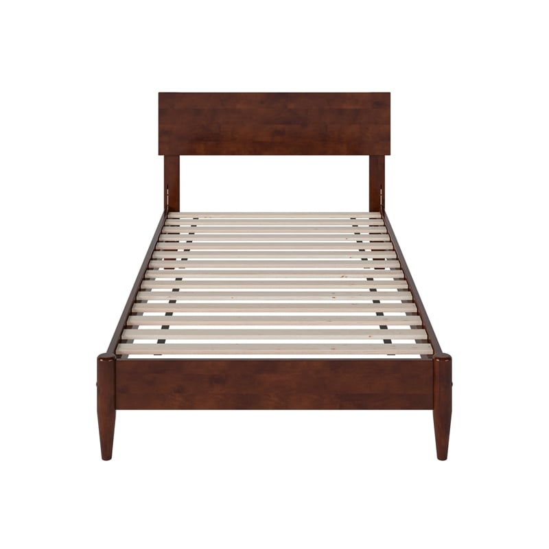 Pemberly Row Twin XL Modern Solid Wood Low Profile Platform Bed in Walnut