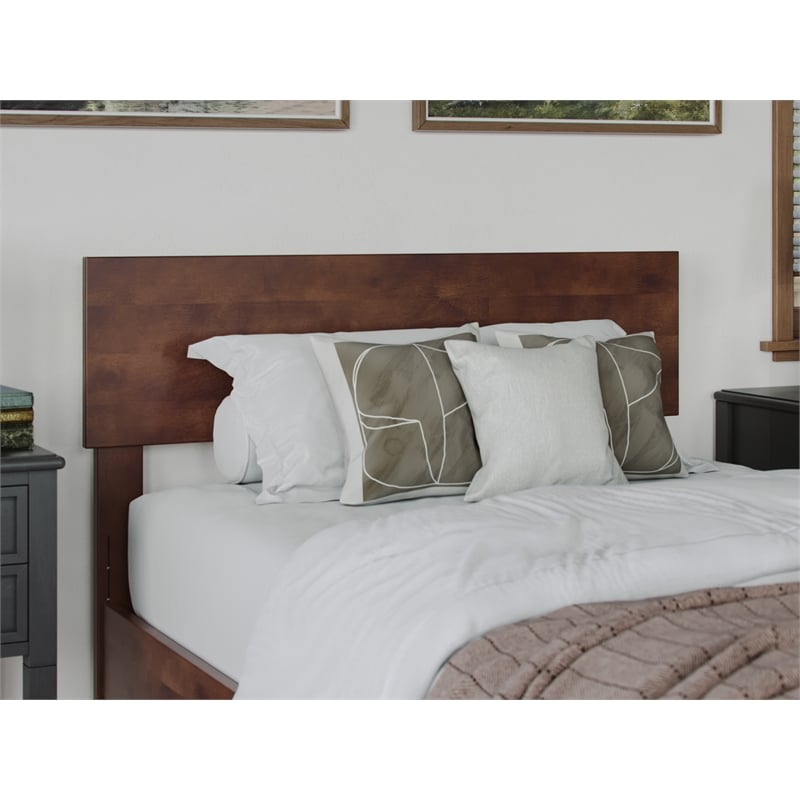 Pemberly Row Twin XL Modern Solid Wood Low Profile Platform Bed in Walnut