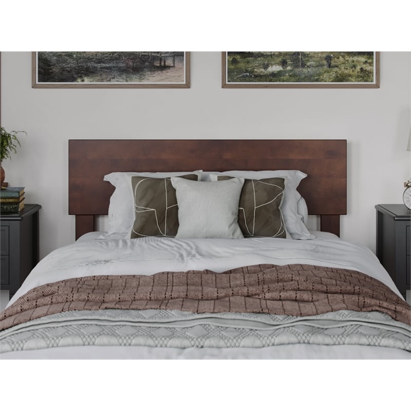 Pemberly Row Twin XL Modern Solid Wood Low Profile Platform Bed in Walnut