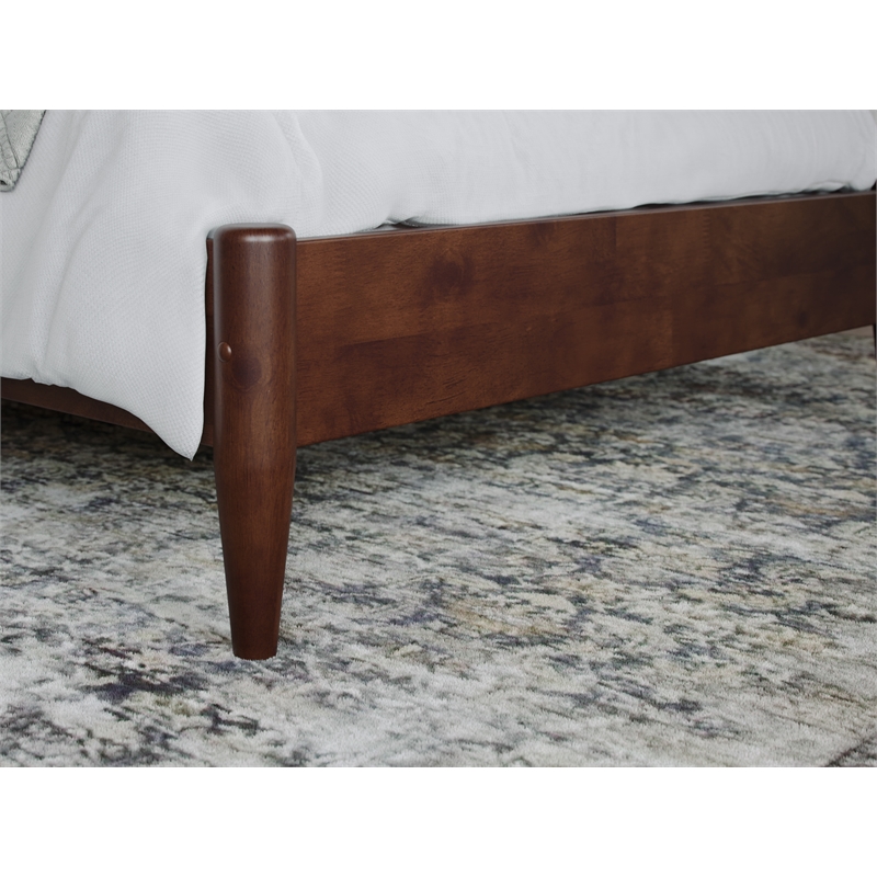 Pemberly Row Twin XL Modern Solid Wood Low Profile Platform Bed in Walnut