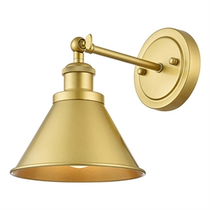 Pemberly Row Contemporary 1-Light Cone Metal Bath Sconce in Brass