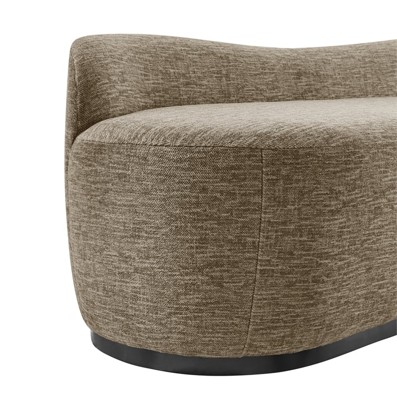 Pemberly Row Contemporary Fabric Bench in Pasadena Taupe Finish