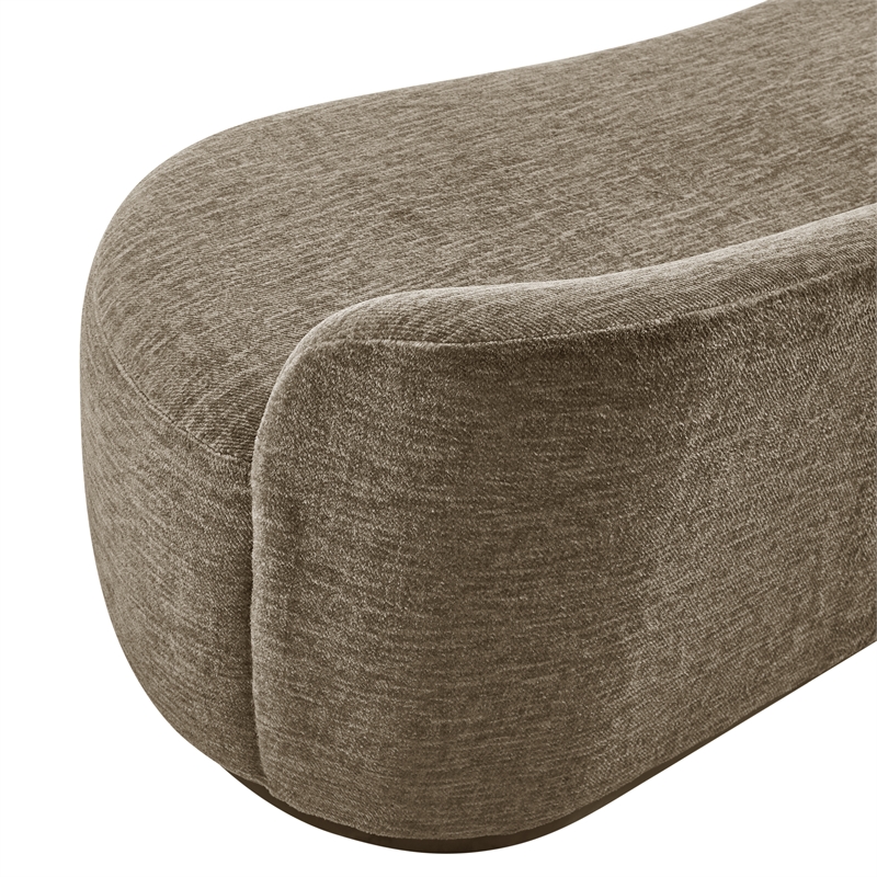 Pemberly Row Contemporary Fabric Bench in Pasadena Taupe Finish