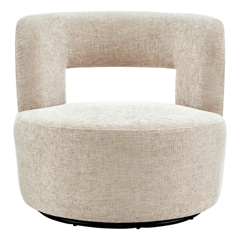 Pemberly Row Contemporary Fabric Swivel Accent Chair in Grenada Cream