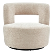 Pemberly Row Contemporary Fabric Swivel Accent Chair in Grenada Cream