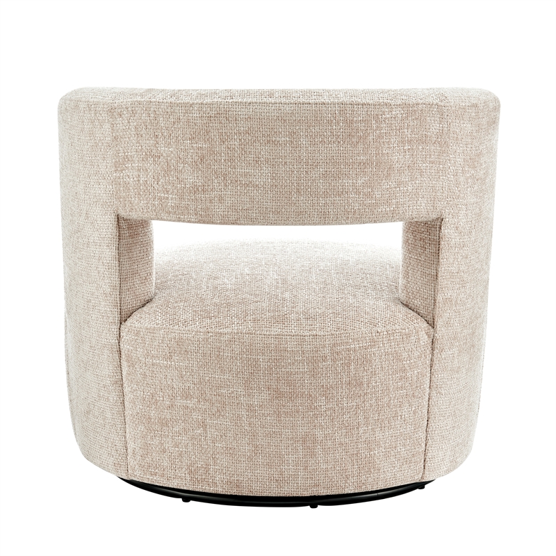 Pemberly Row Contemporary Fabric Swivel Accent Chair in Grenada Cream