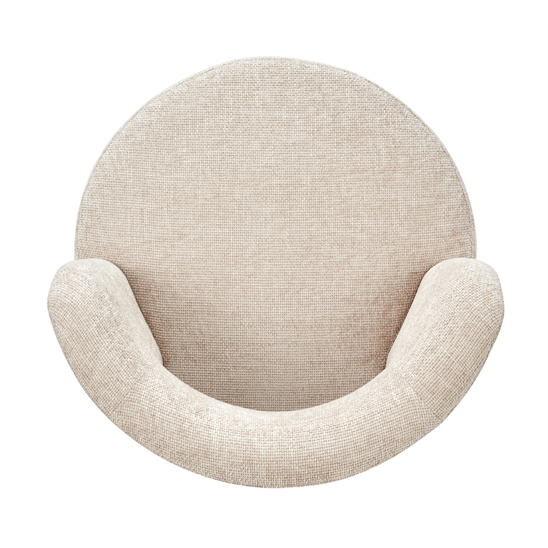 Pemberly Row Contemporary Fabric Swivel Accent Chair in Grenada Cream