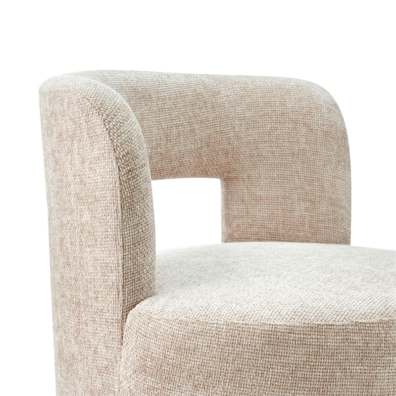 Pemberly Row Contemporary Fabric Swivel Accent Chair in Grenada Cream