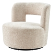 Pemberly Row Contemporary Fabric Swivel Accent Chair in Grenada Cream