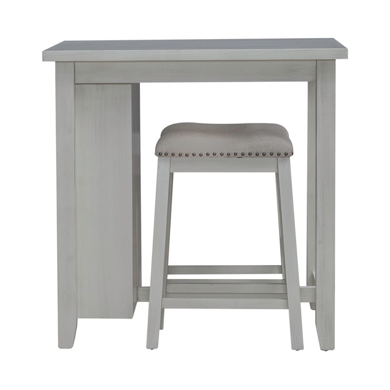 Pemberly Row Contemporary 3 Piece Wood Counter Set in White Finish