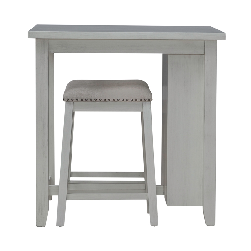 Pemberly Row Contemporary 3 Piece Wood Counter Set in White Finish