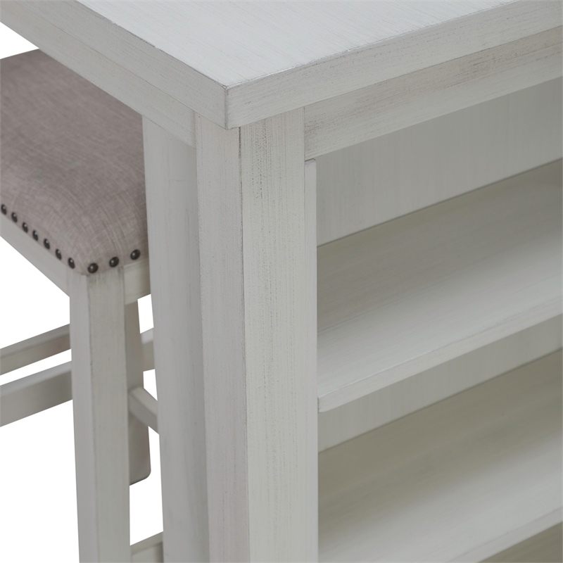 Pemberly Row Contemporary 3 Piece Wood Counter Set in White Finish