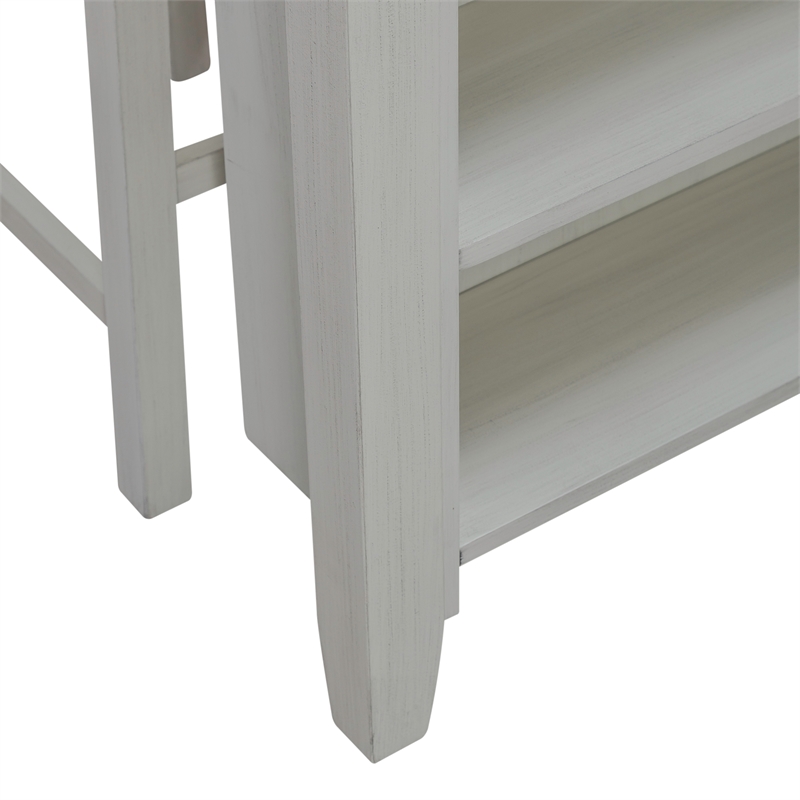 Pemberly Row Contemporary 3 Piece Wood Counter Set in White Finish