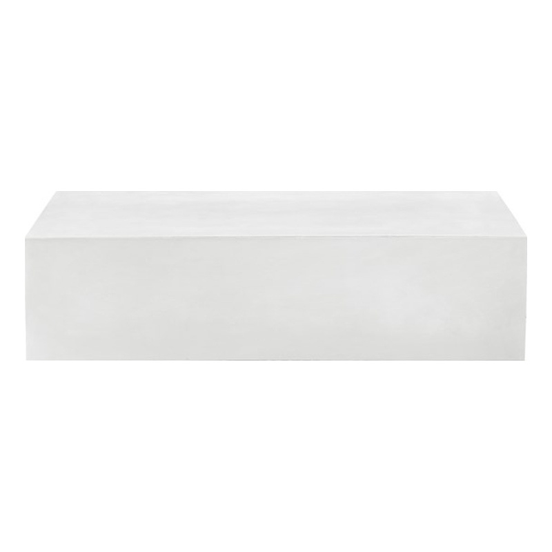 Pemberly Row Contemporary Stone Coffee Table in Ivory Finish