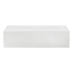 Pemberly Row Contemporary Stone Coffee Table in Ivory Finish