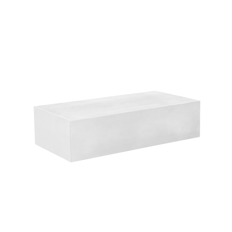 Pemberly Row Contemporary Stone Coffee Table in Ivory Finish