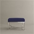 Pemberly Row Contemporary Stool in High Polish Steel and Navy Velvet