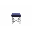 Pemberly Row Contemporary Stool in High Polish Steel and Navy Velvet