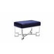 Pemberly Row Contemporary Stool in High Polish Steel and Navy Velvet