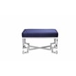 Pemberly Row Contemporary Stool in High Polish Steel and Navy Velvet