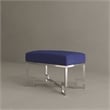 Pemberly Row Contemporary Stool in High Polish Steel and Navy Velvet
