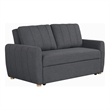 Pemberly Row Convertible Loveseat in Charcoal Fabric Upholstery