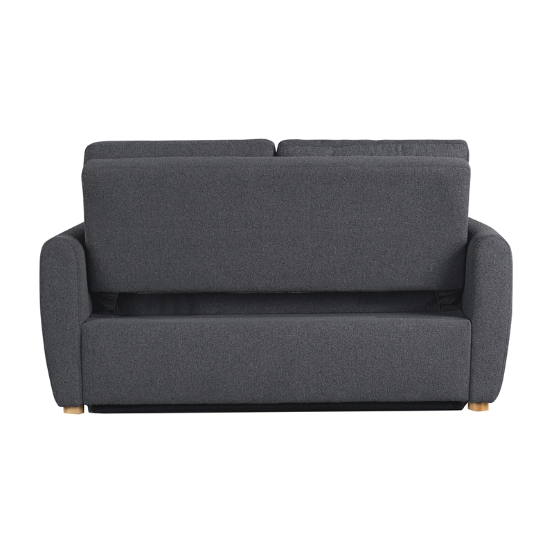 Pemberly Row Convertible Loveseat in Charcoal Fabric Upholstery