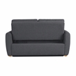 Pemberly Row Convertible Loveseat in Charcoal Fabric Upholstery