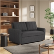 Pemberly Row Convertible Loveseat in Charcoal Fabric Upholstery