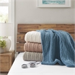 Pemberly Row Contemporary Fabric Queen Heated Blanket in Ivory