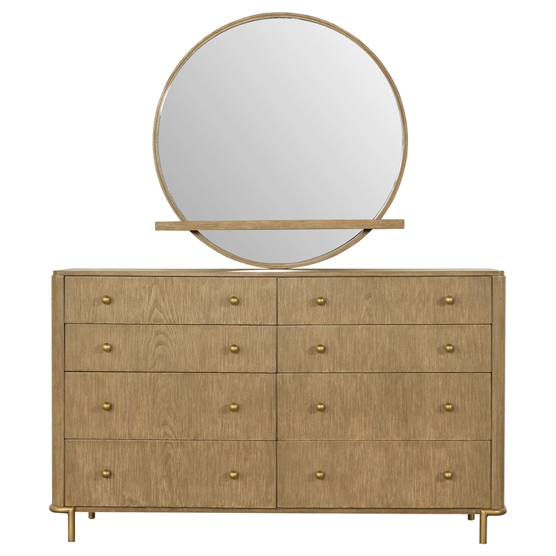 Pemberly Row Coastal 8-drawer Wood Dresser with Mirror Sand Wash