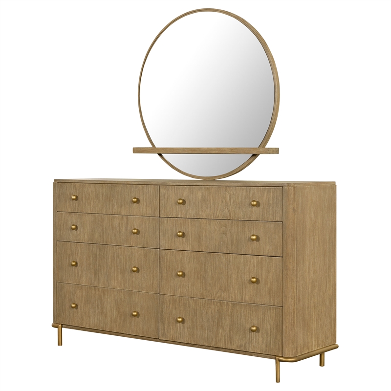 Pemberly Row Coastal 8-drawer Wood Dresser with Mirror Sand Wash