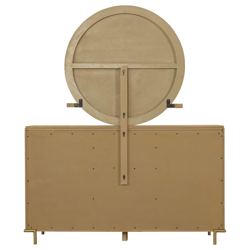 Pemberly Row Coastal 8-drawer Wood Dresser with Mirror Sand Wash