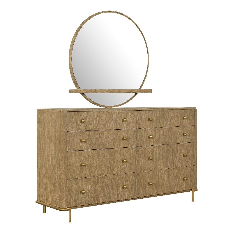 Pemberly Row Coastal 8-drawer Wood Dresser with Mirror Sand Wash