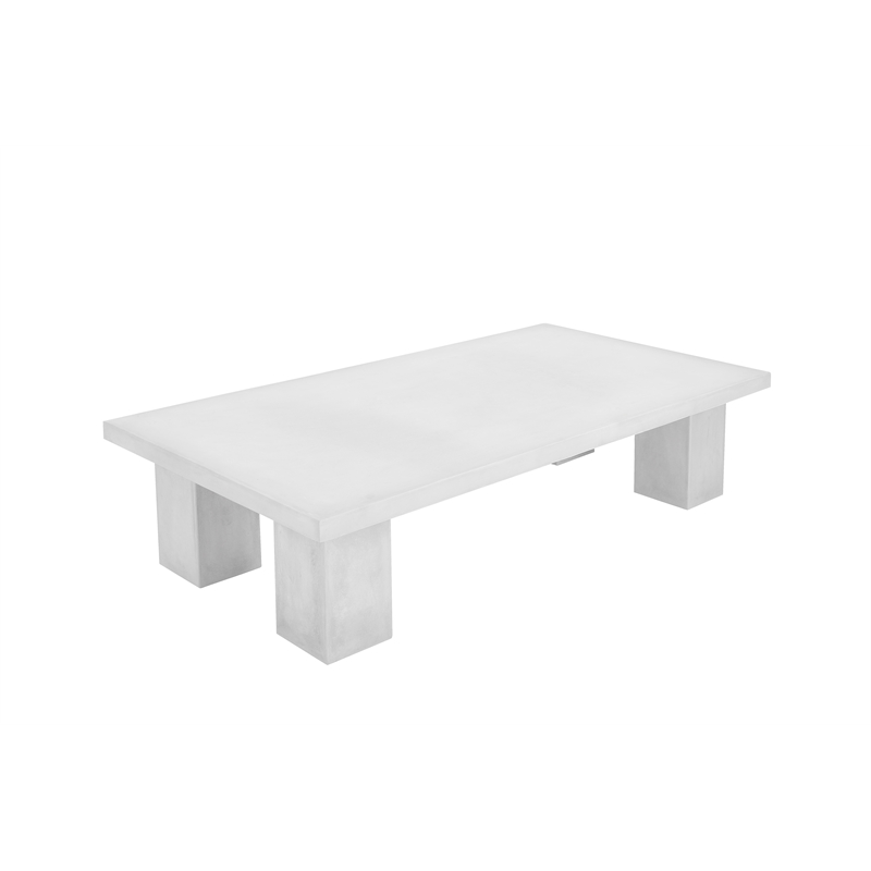 Pemberly Row Contemporary Rectangle Coffee Table Large In Ivory Concrete