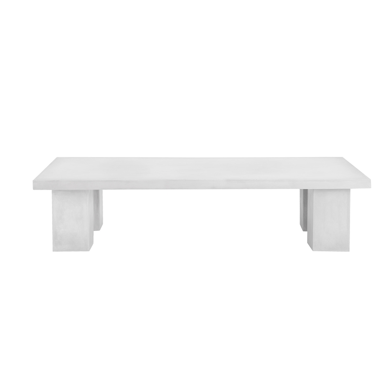 Pemberly Row Contemporary Rectangle Coffee Table Large In Ivory Concrete