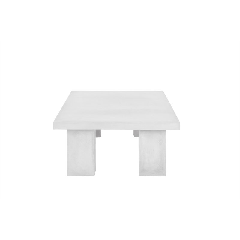 Pemberly Row Contemporary Rectangle Coffee Table Large In Ivory Concrete