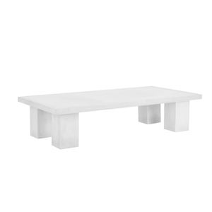 Pemberly Row Contemporary Rectangle Coffee Table Large In Ivory Concrete