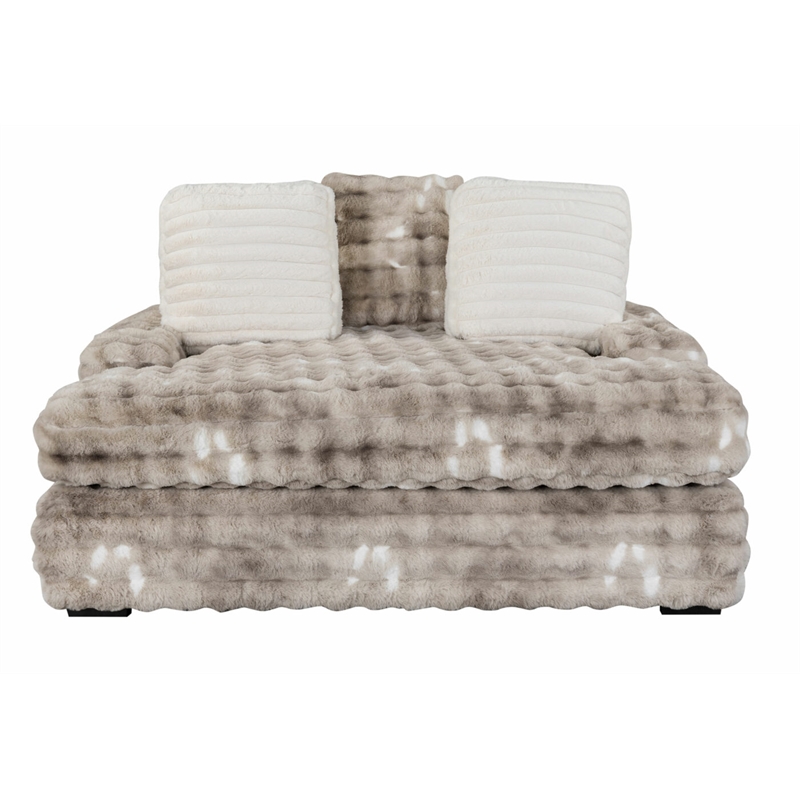 Pemberly Row Contemporary Fabric Lounger Sofa with USB in Gray
