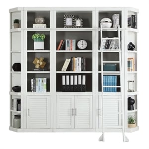 Pemberly Row Contemporary 6 Piece Library Wall with Ladder in Cottage White