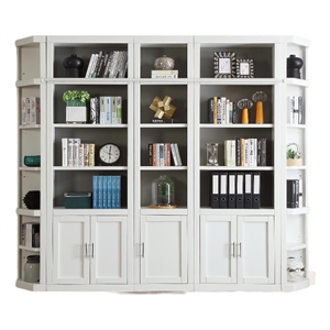 Pemberly Row Contemporary Engineered 5 Piece Library Wall in White